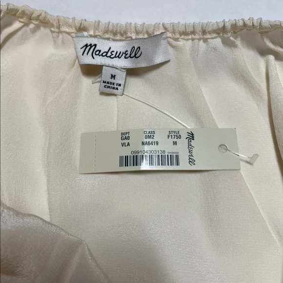 NWT Madewell Womens Sz M 100% Silk Lookout Bow Back Top F1750 $88 Ivory - Picture 4 of 9